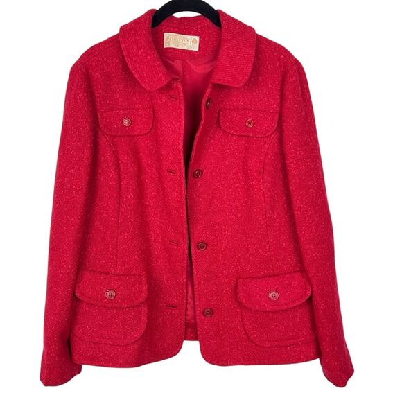 Vintage 70s Pendleton Red Wool Blazer Jacket Med 16 Preppy Retro Holiday - Picture 2 of 9